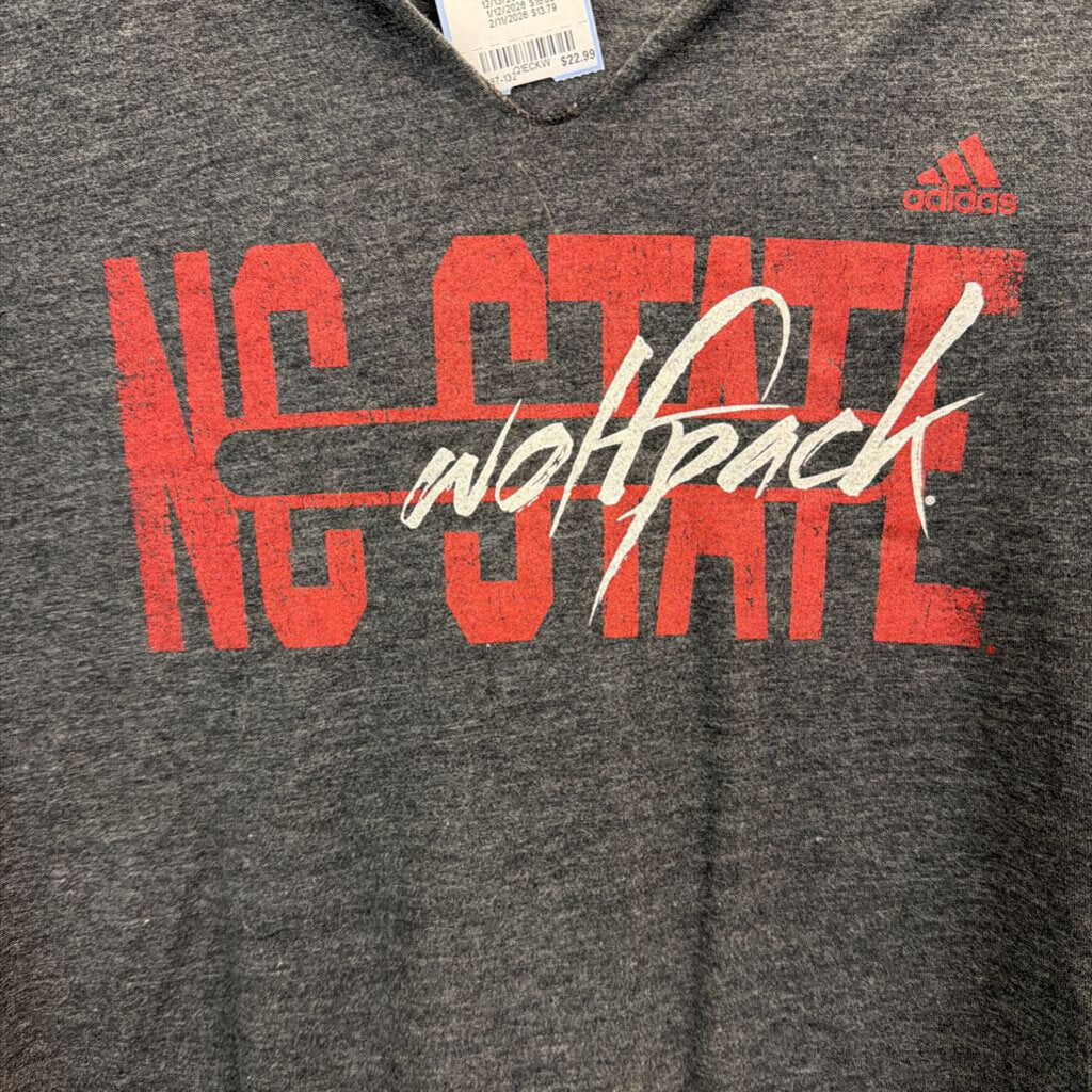 Adidas Grey NC State Wolfpack Hooded Long Sleeve Top Large