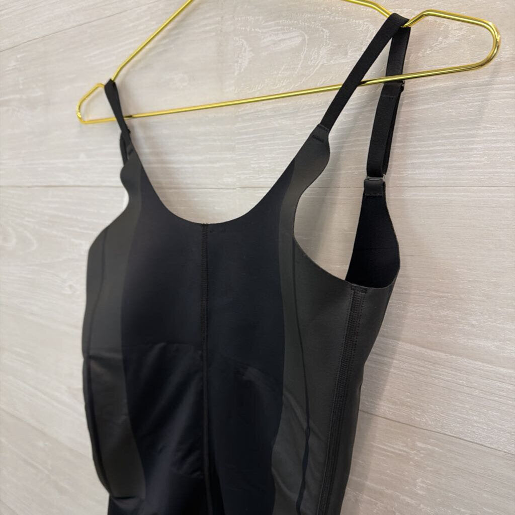Spanx Black Open Bust Mid Thigh Bodysuit Small