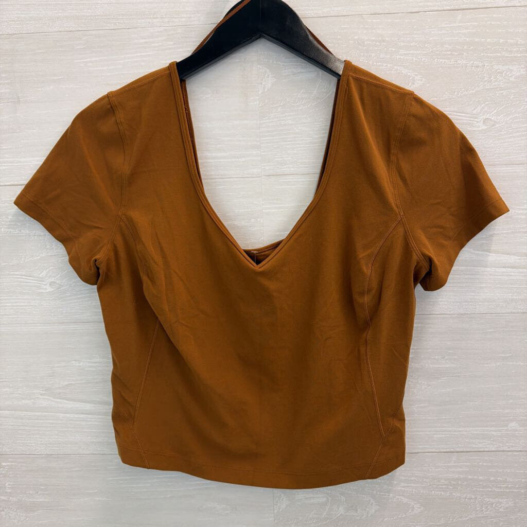 Lululemon Brown Cropped Short Sleeve Top Large