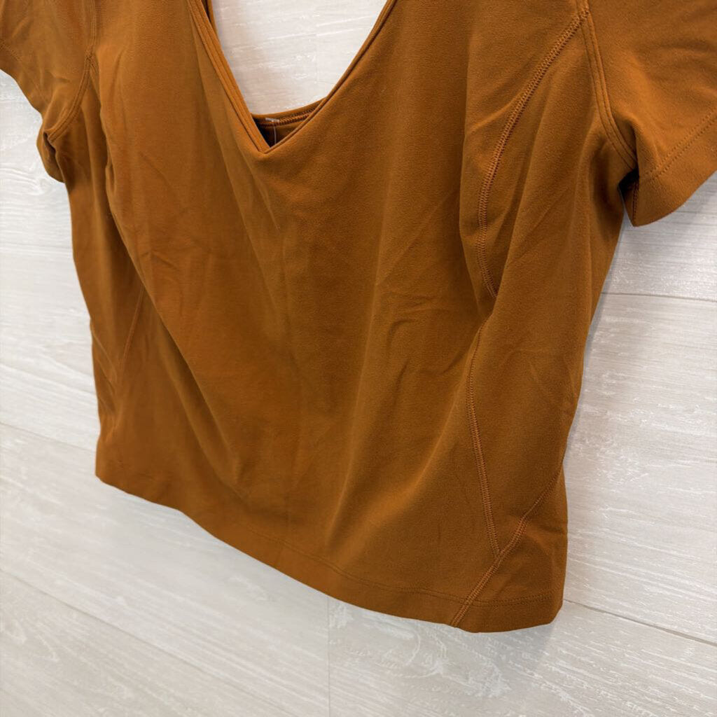 Lululemon Brown Cropped Short Sleeve Top Large