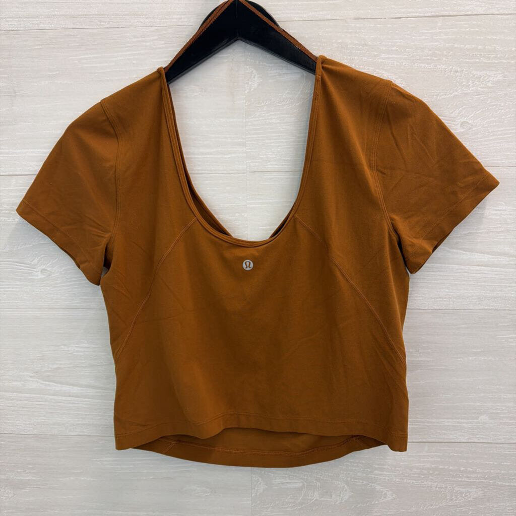 Lululemon Brown Cropped Short Sleeve Top Large