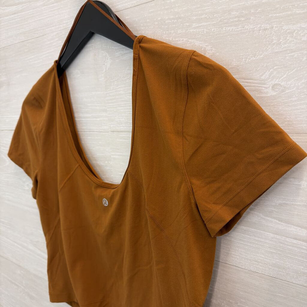 Lululemon Brown Cropped Short Sleeve Top Large