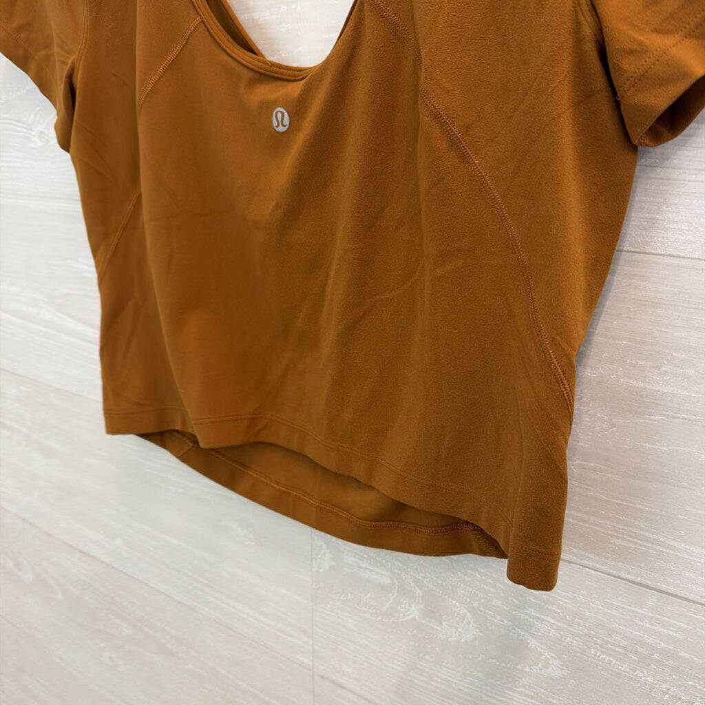 Lululemon Brown Cropped Short Sleeve Top Large