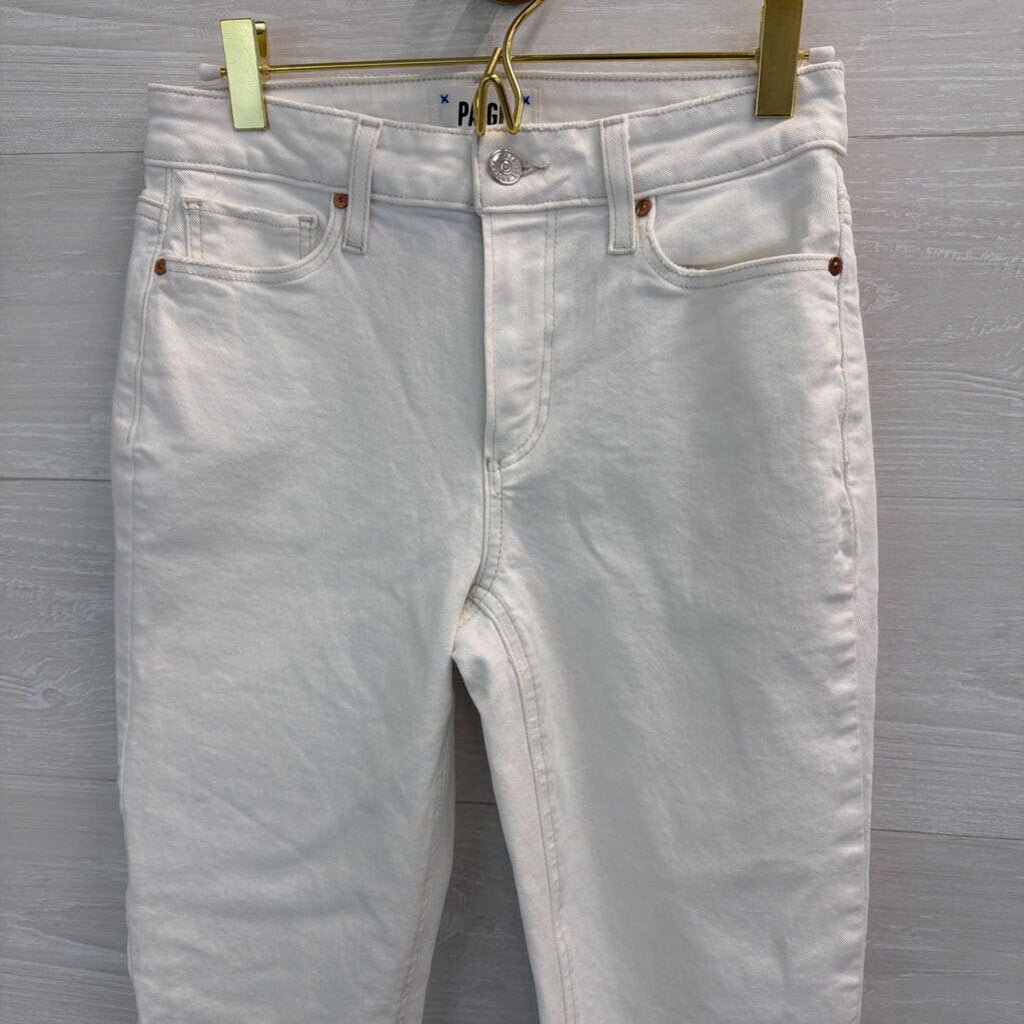 Paige White Colette Crop Flare Jeans 25
