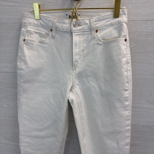 Paige White Colette Crop Flare Jeans 25