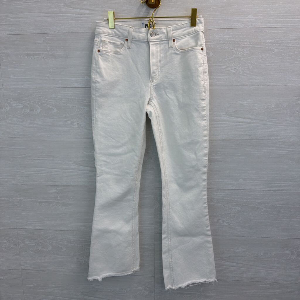 Paige White Colette Crop Flare Jeans 25