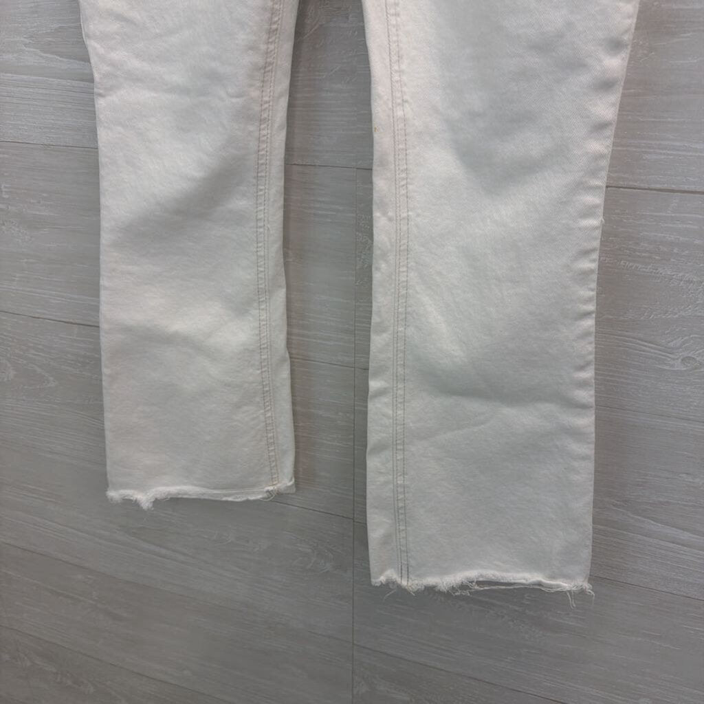 Paige White Colette Crop Flare Jeans 25