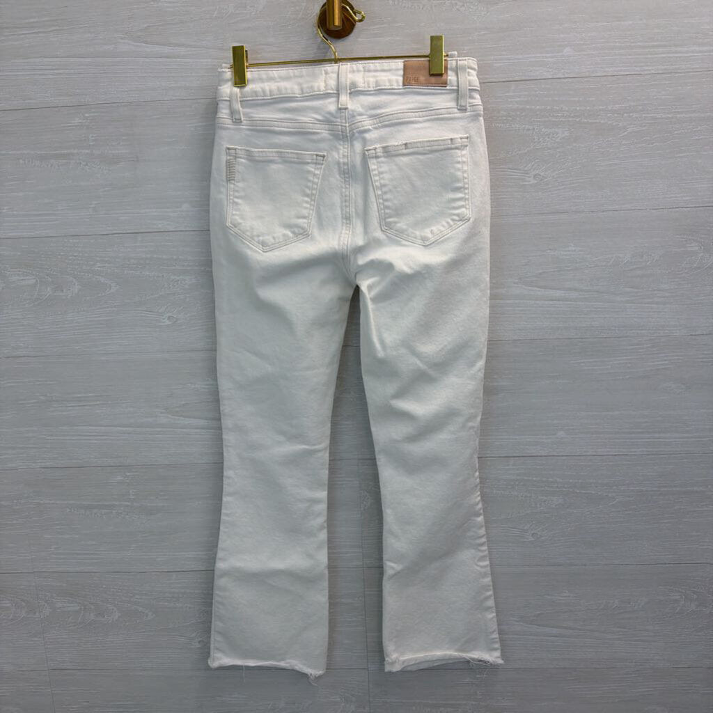 Paige White Colette Crop Flare Jeans 25