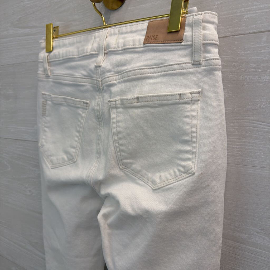 Paige White Colette Crop Flare Jeans 25