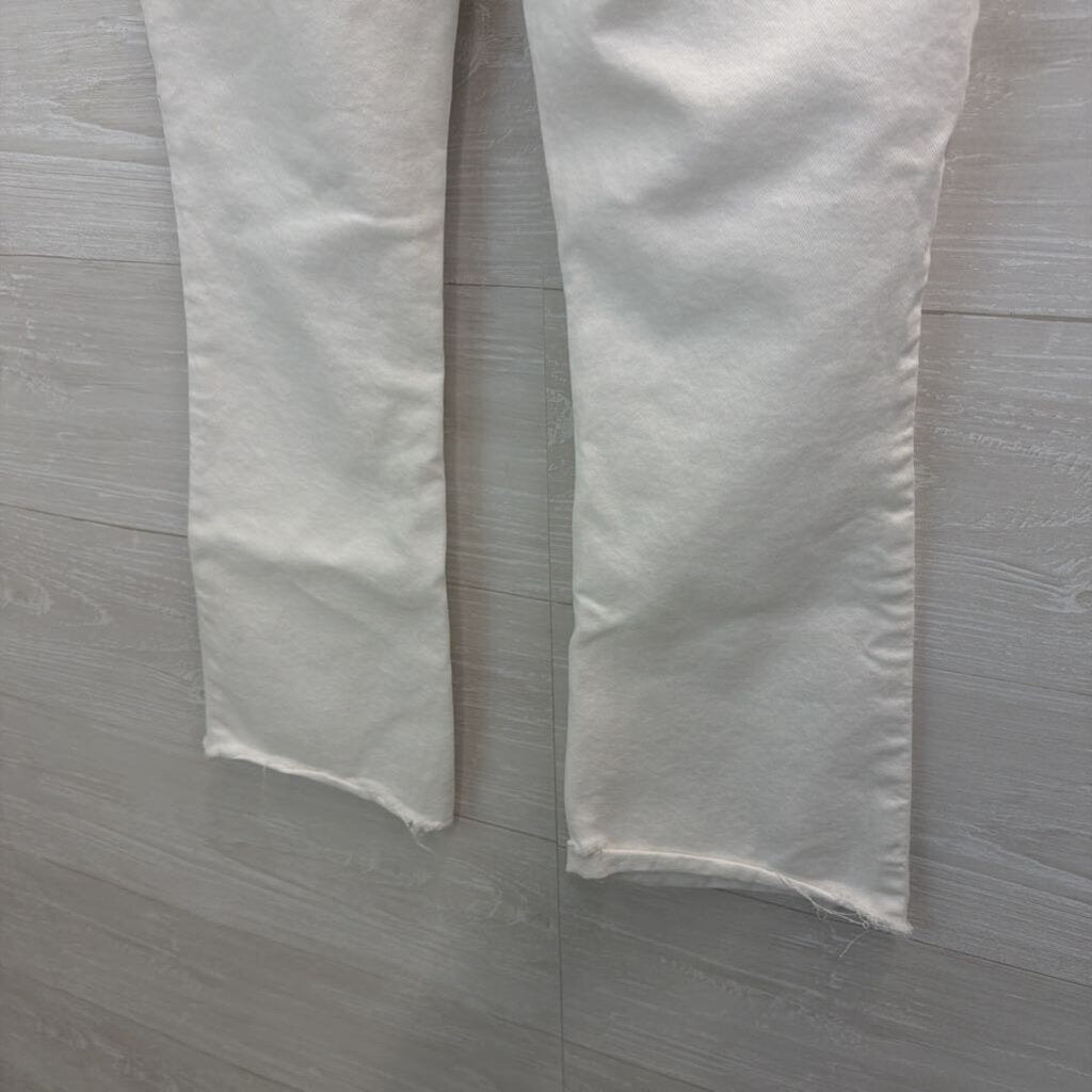 Paige White Colette Crop Flare Jeans 25