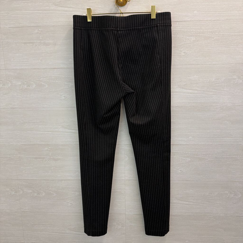 Karl Lagerfeld Black/ Grey Pin Stripe Front Zip Pockets Skinny Leg Pull On Pants Medium