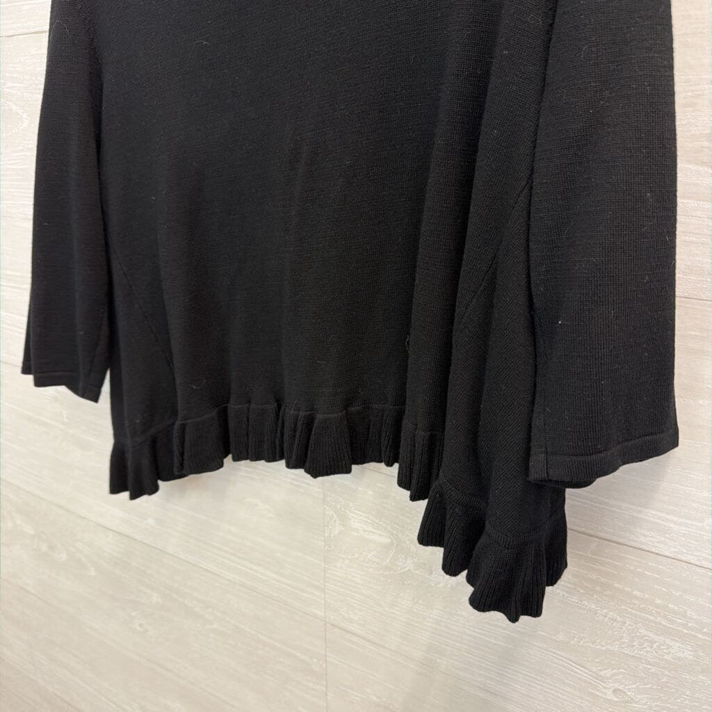 89th and Madison Black Ruffle Detail Open Front Top Medium