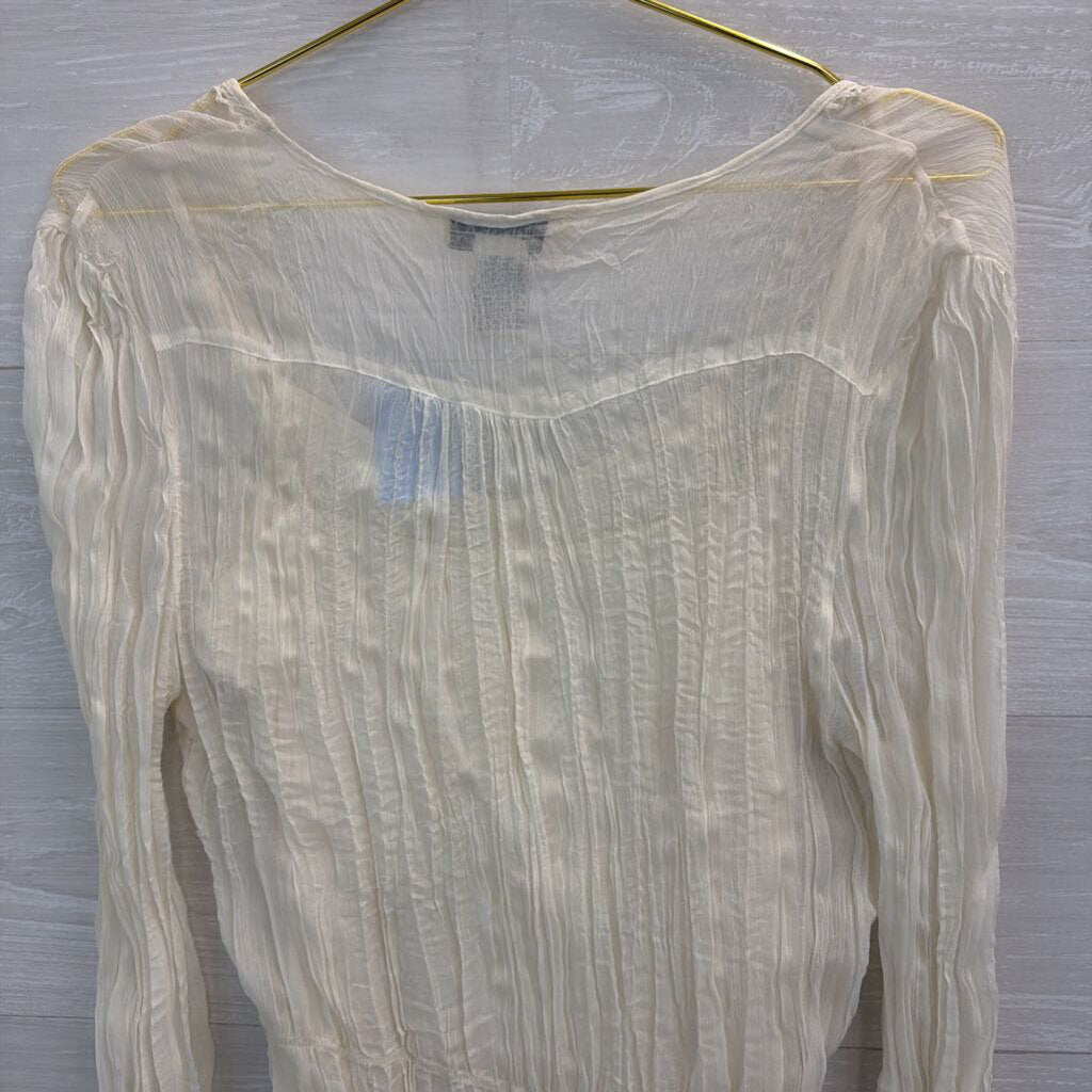 John Paul Richard Cream Layered Pearl Detail Long Sleeve Top Medium