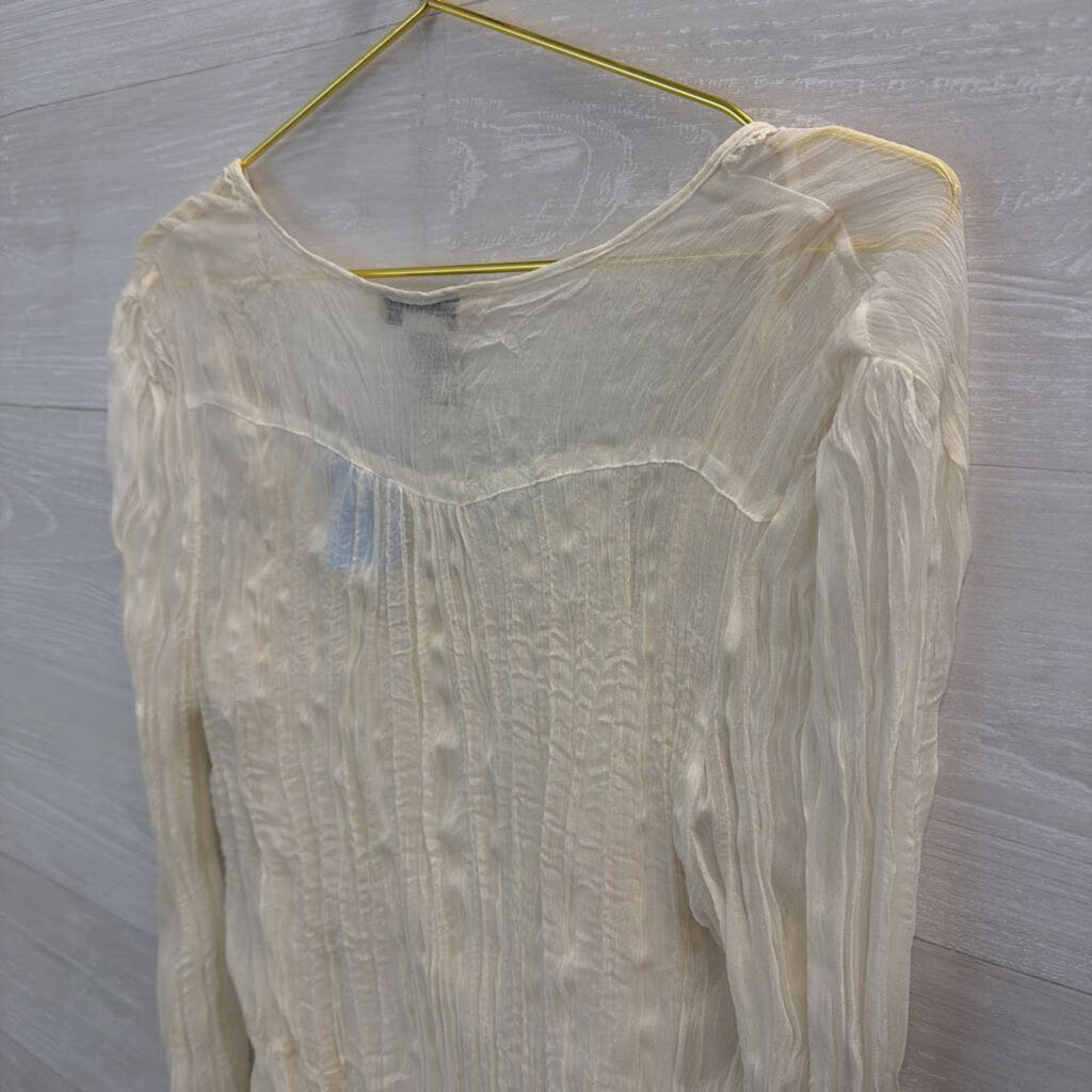 John Paul Richard Cream Layered Pearl Detail Long Sleeve Top Medium