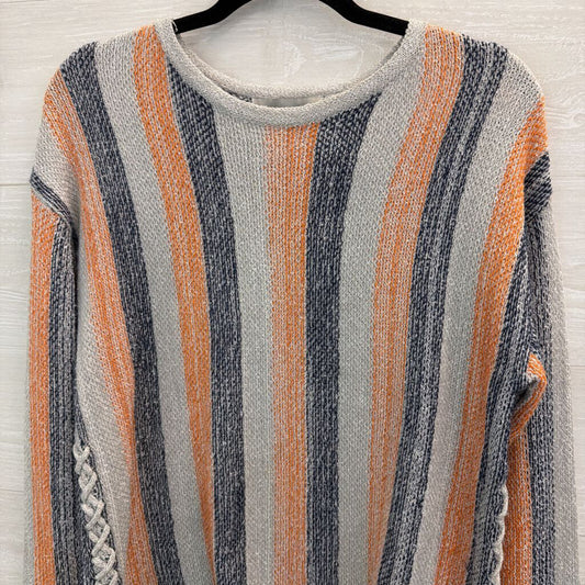 Paper Crane Blue/ Orange Striped Long Sleeve Knit Top Small