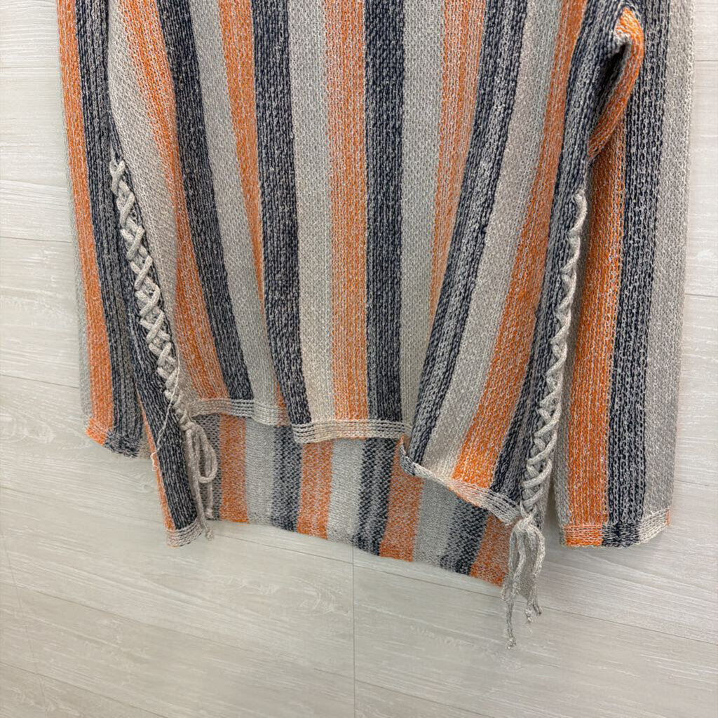 Paper Crane Blue/ Orange Striped Long Sleeve Knit Top Small