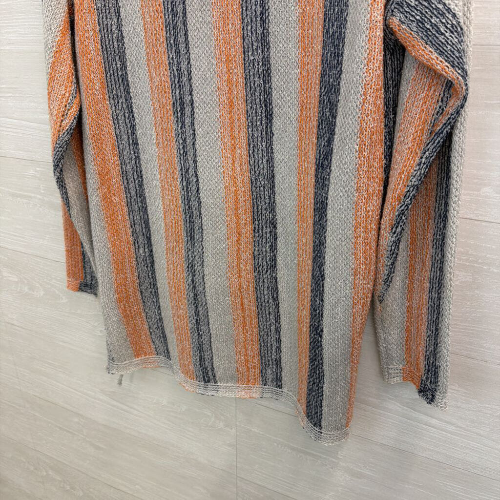 Paper Crane Blue/ Orange Striped Long Sleeve Knit Top Small