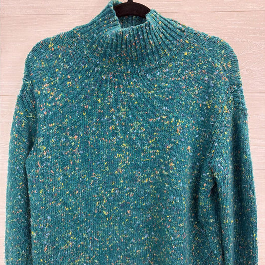 Loft Green/ Multi Knit Turtleneck Sweater Small