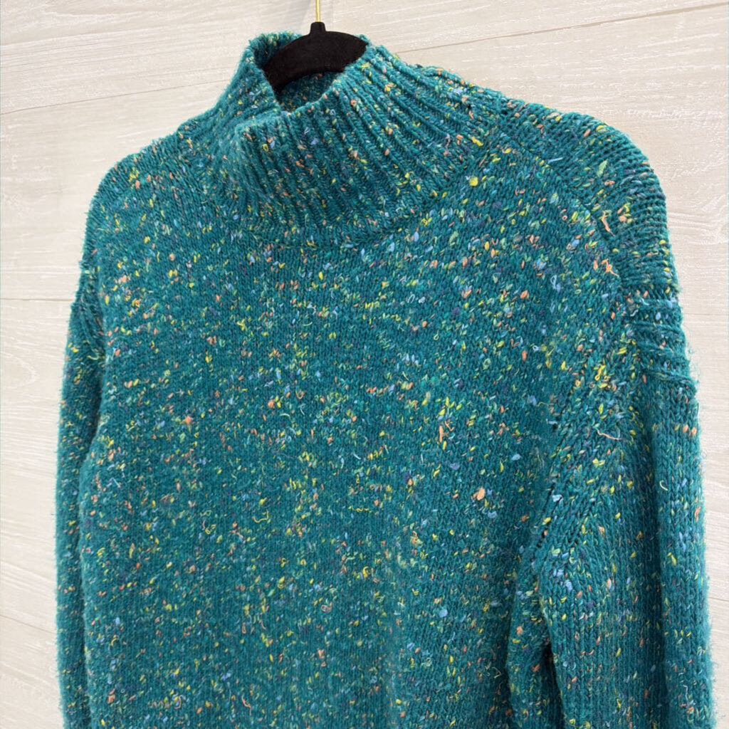 Loft Green/ Multi Knit Turtleneck Sweater Small