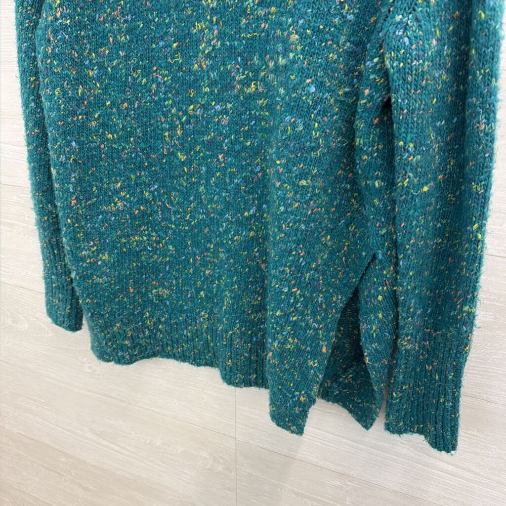 Loft Green/ Multi Knit Turtleneck Sweater Small