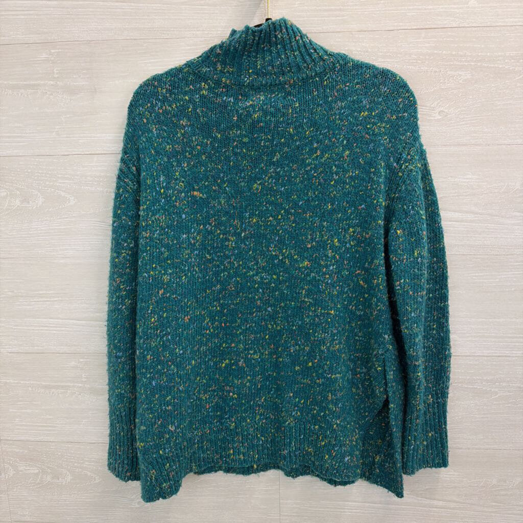 Loft Green/ Multi Knit Turtleneck Sweater Small