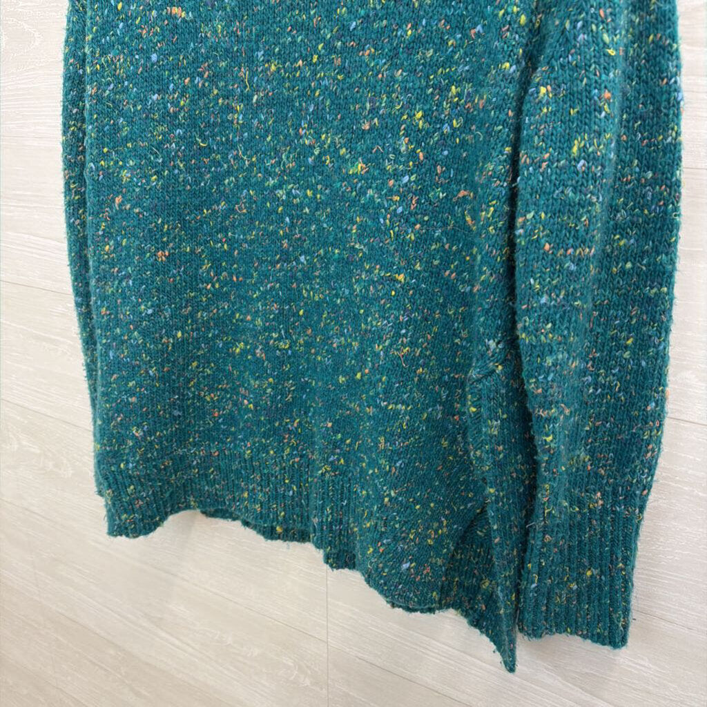Loft Green/ Multi Knit Turtleneck Sweater Small