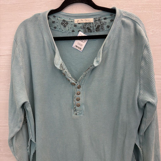 We The Free Blue Knit Henley Top Small