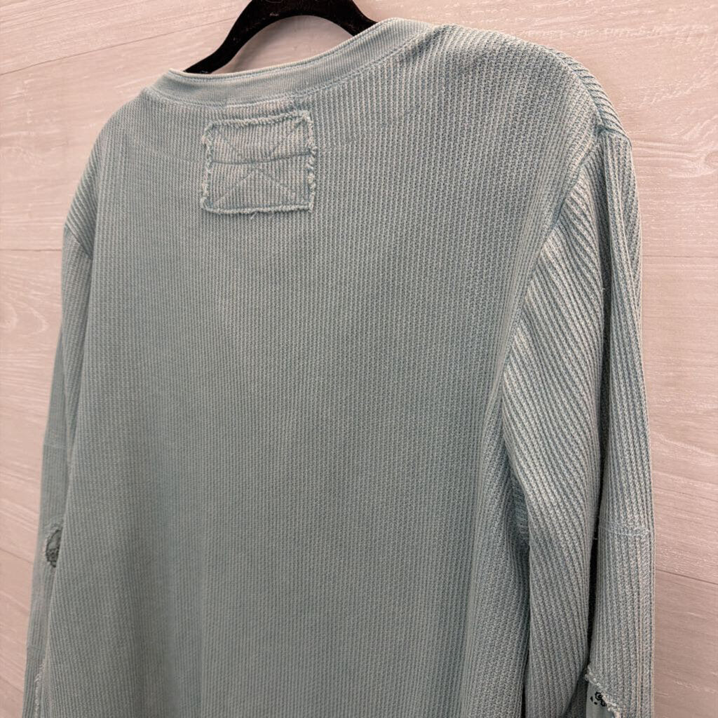We The Free Blue Knit Henley Top Small