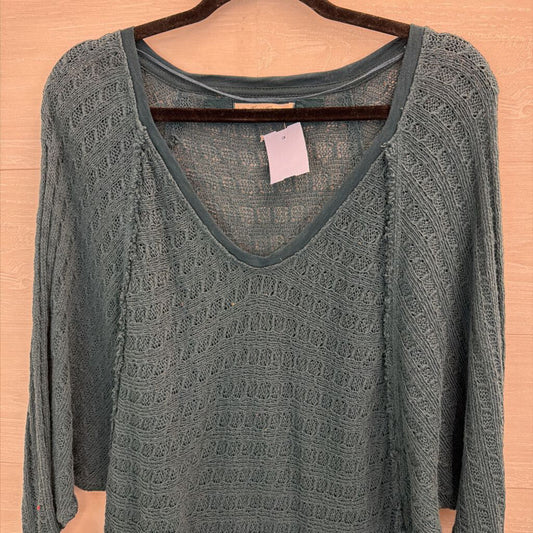 We The Free Teal Knit Slouchy Long Sleeve Sweater Small