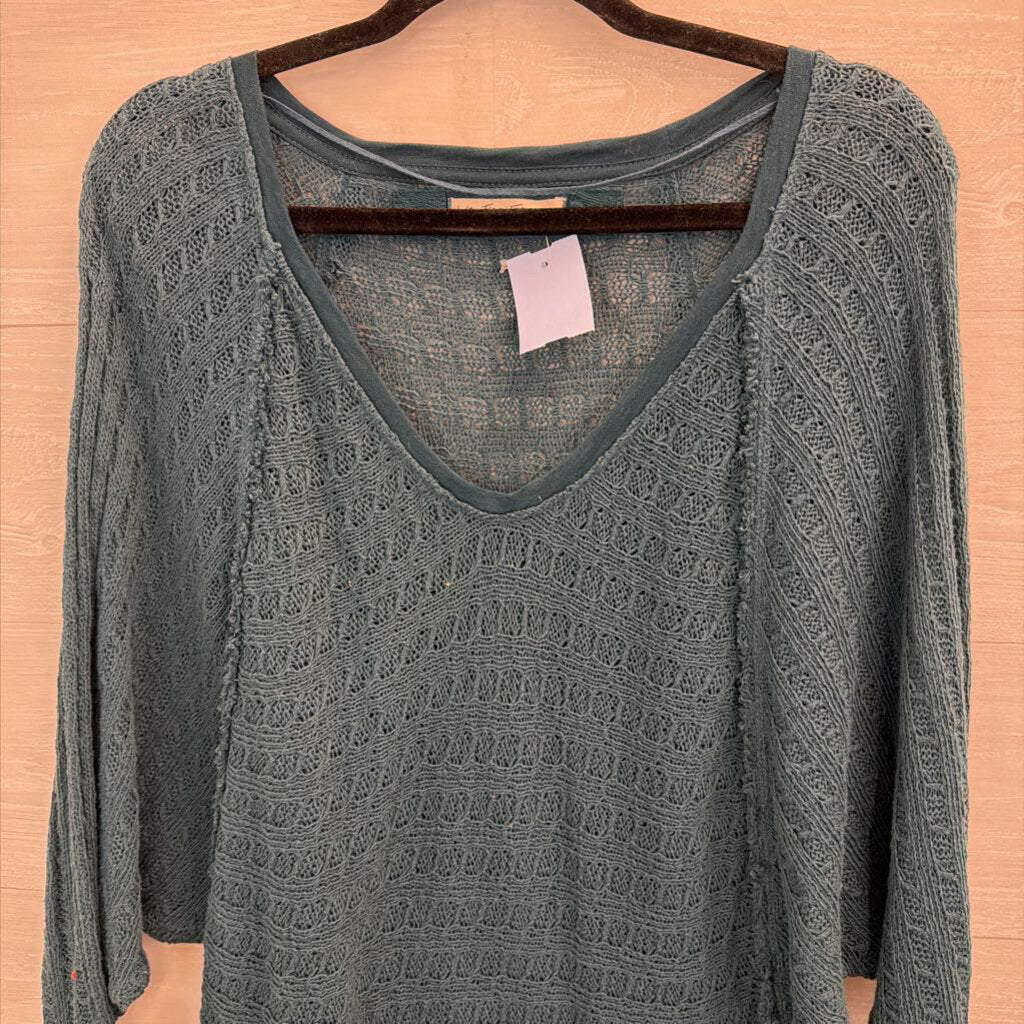 We The Free Teal Knit Slouchy Long Sleeve Sweater Small