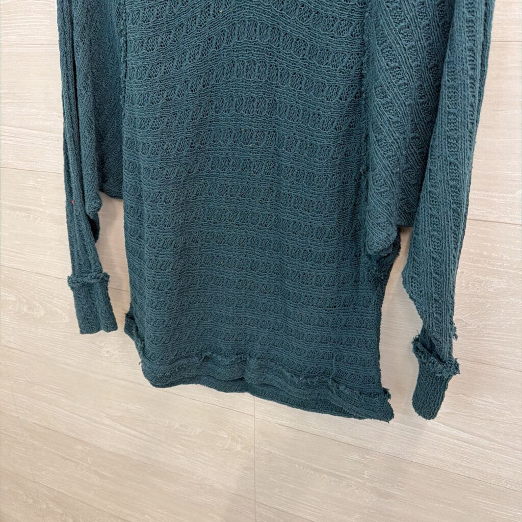 We The Free Teal Knit Slouchy Long Sleeve Sweater Small