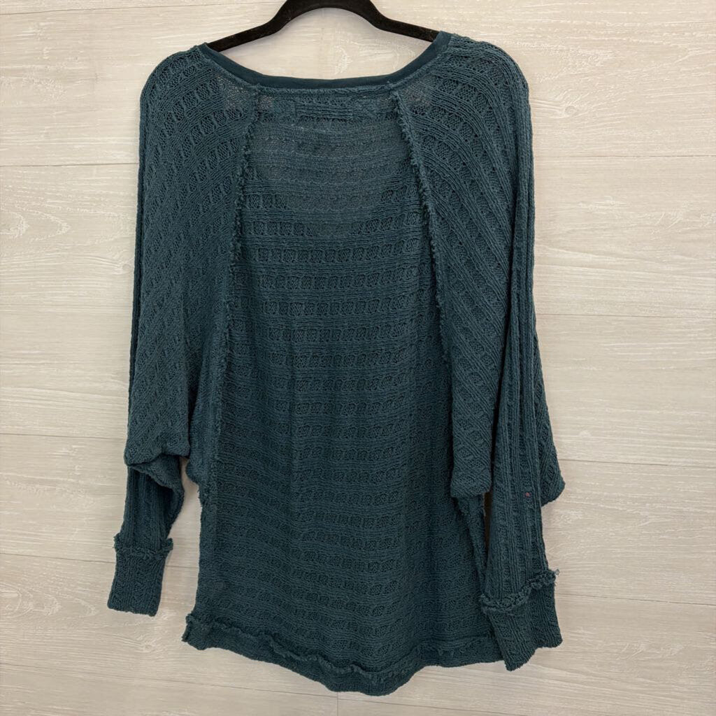 We The Free Teal Knit Slouchy Long Sleeve Sweater Small