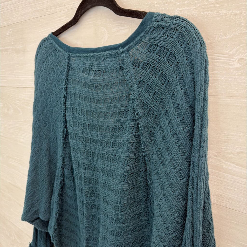 We The Free Teal Knit Slouchy Long Sleeve Sweater Small