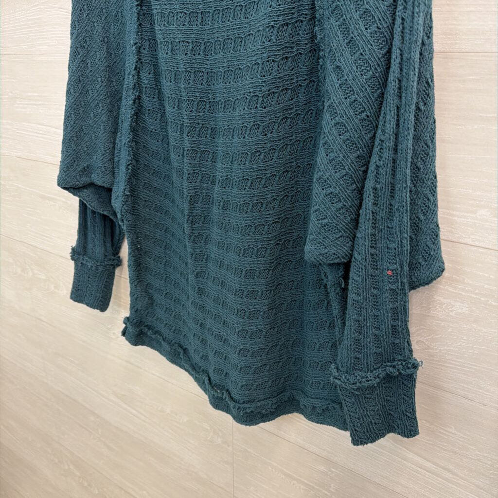 We The Free Teal Knit Slouchy Long Sleeve Sweater Small