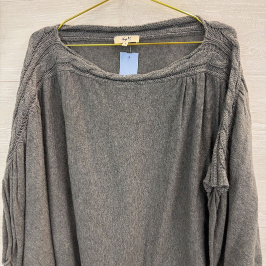 Kye Mi Grey Cable Knit Detail Slouchy Top Small