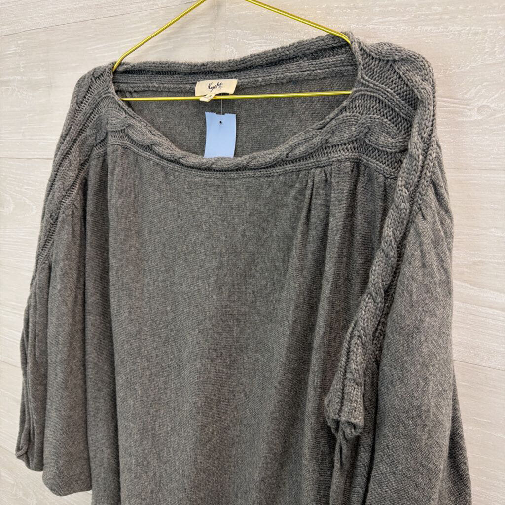 Kye Mi Grey Cable Knit Detail Slouchy Top Small