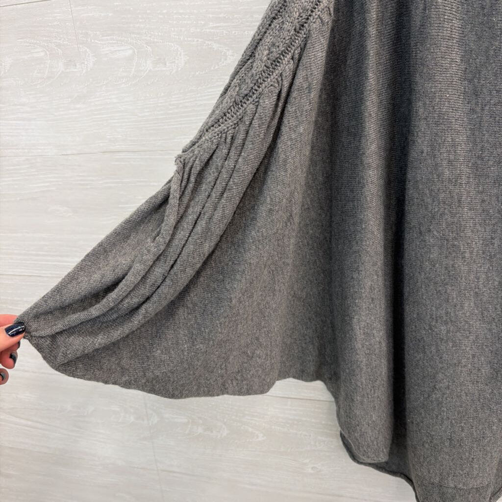 Kye Mi Grey Cable Knit Detail Slouchy Top Small