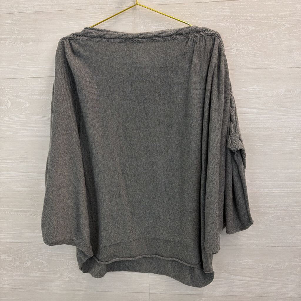 Kye Mi Grey Cable Knit Detail Slouchy Top Small