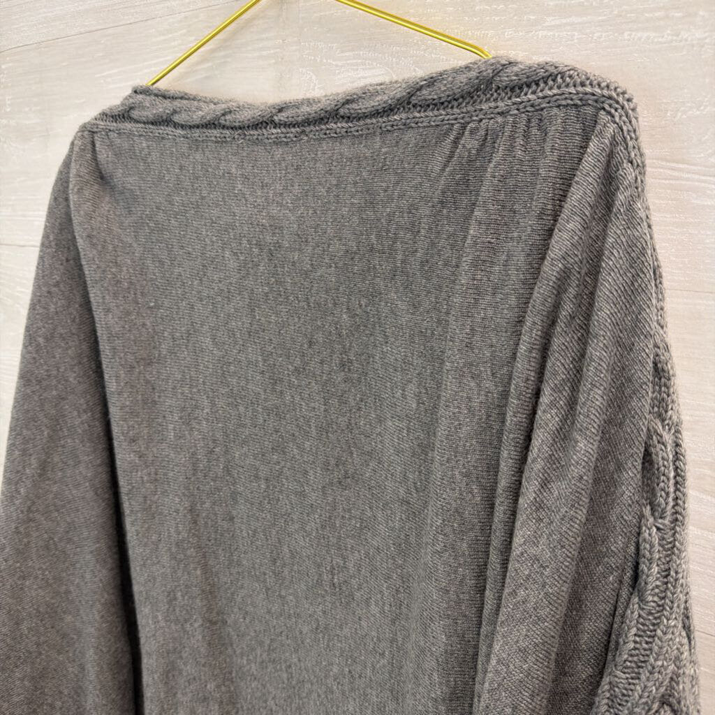 Kye Mi Grey Cable Knit Detail Slouchy Top Small