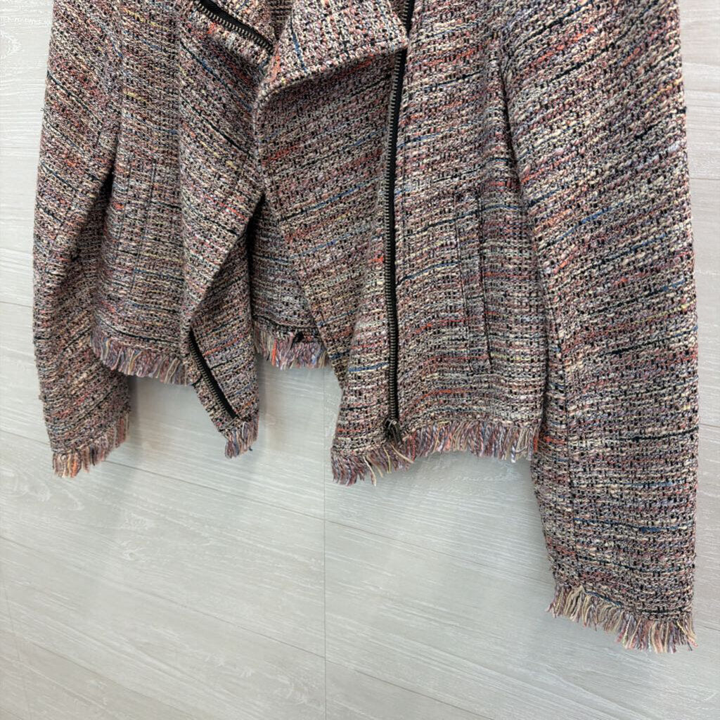 Cupcakes and Cashmere White/ Multi Tweed Moto Jacket Small