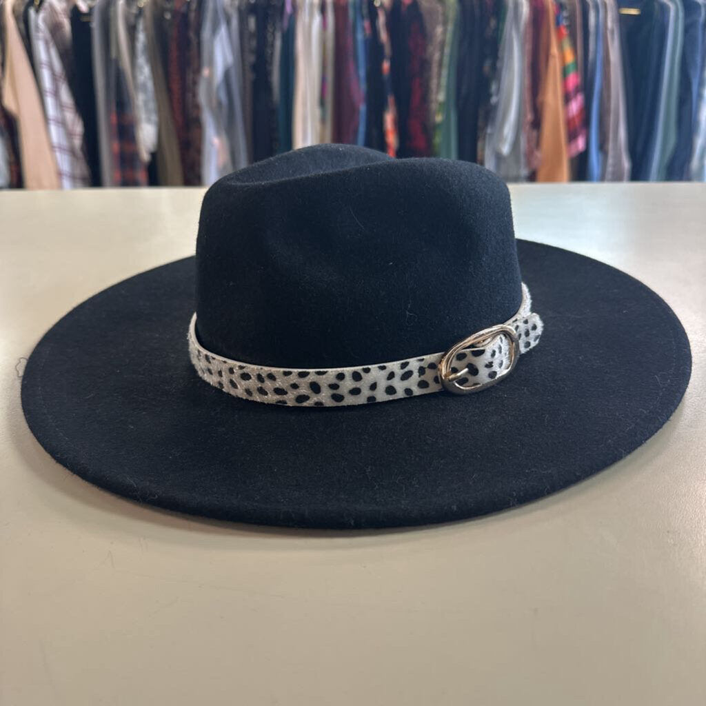 Altar'd State Black 100% Wool Wide Fedora Hat One Size