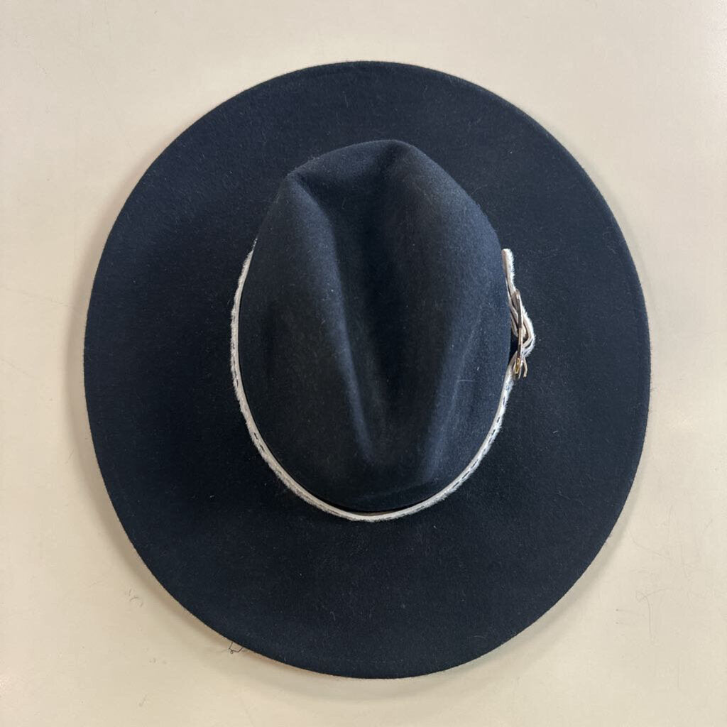 Altar'd State Black 100% Wool Wide Fedora Hat One Size