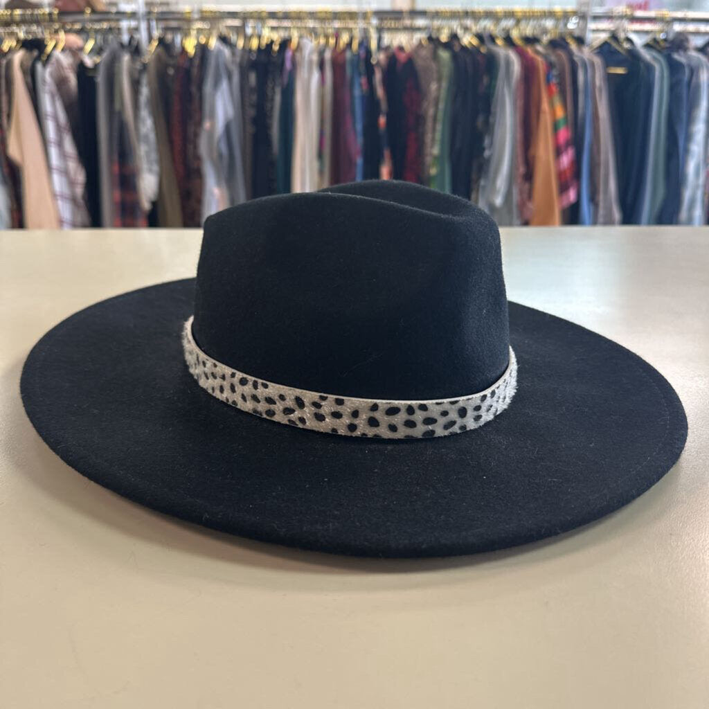 Altar'd State Black 100% Wool Wide Fedora Hat One Size