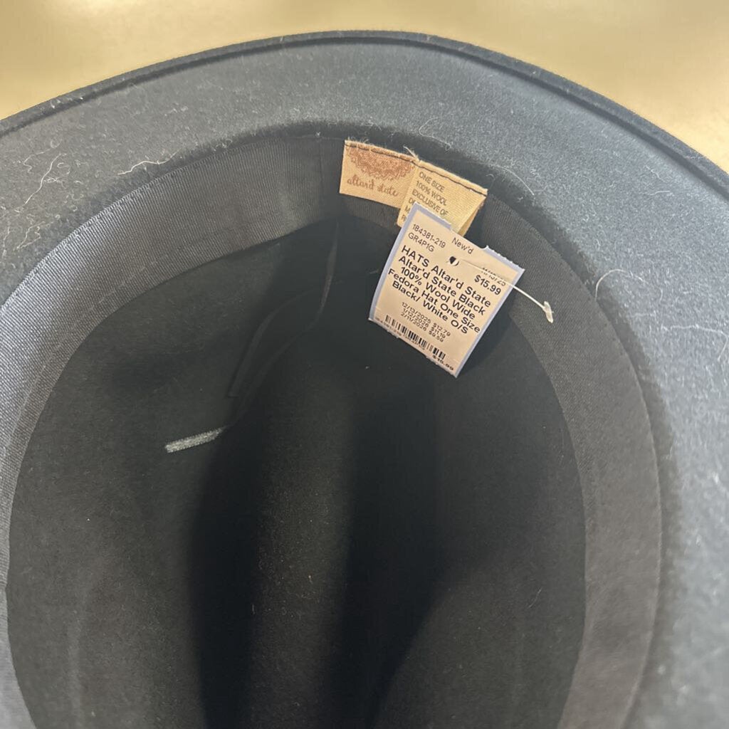 Altar'd State Black 100% Wool Wide Fedora Hat One Size
