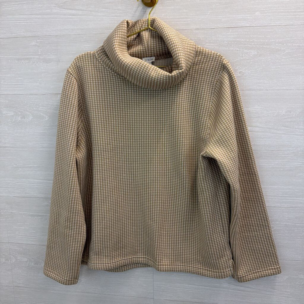 J Crew Brown/ White Houndstooth Turtleneck Sweater XXL