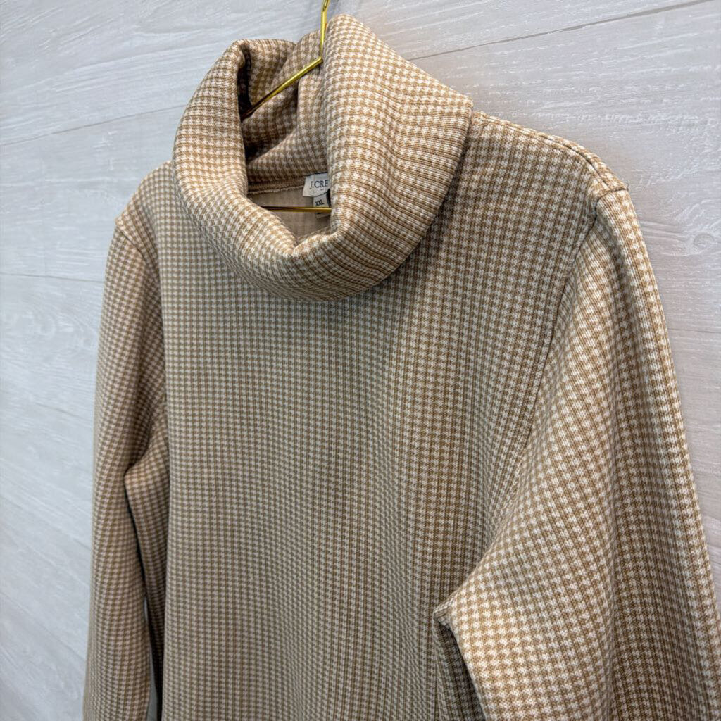 J Crew Brown/ White Houndstooth Turtleneck Sweater XXL