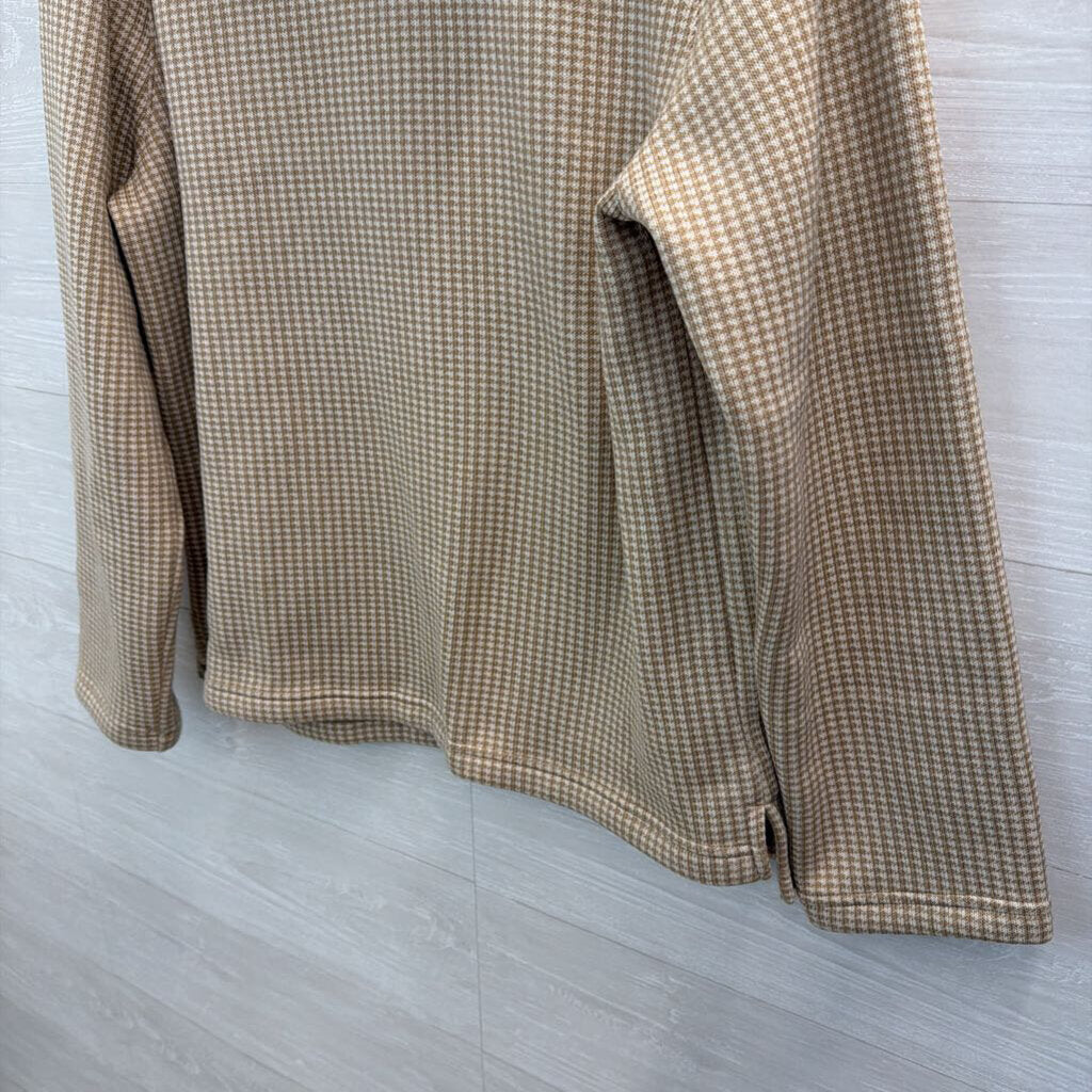 J Crew Brown/ White Houndstooth Turtleneck Sweater XXL