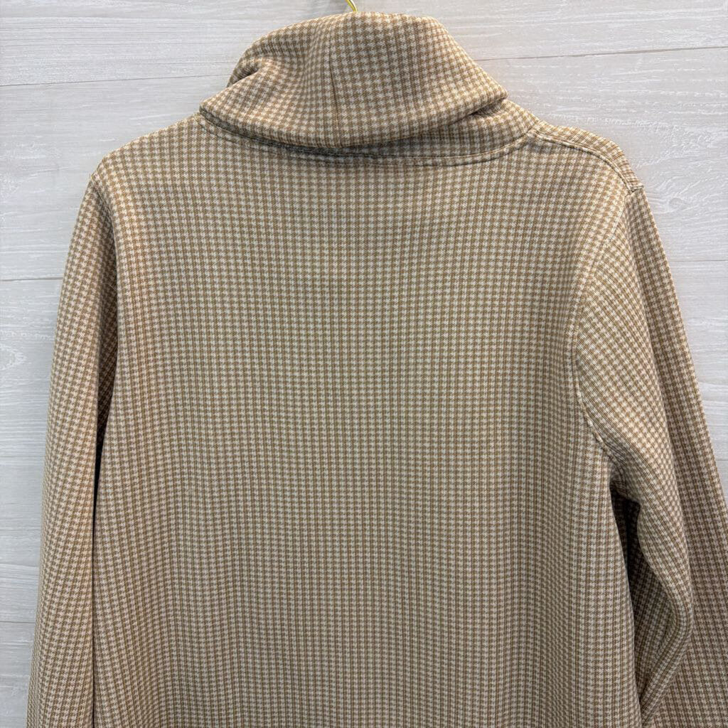 J Crew Brown/ White Houndstooth Turtleneck Sweater XXL