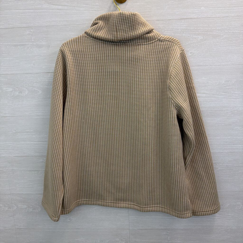 J Crew Brown/ White Houndstooth Turtleneck Sweater XXL