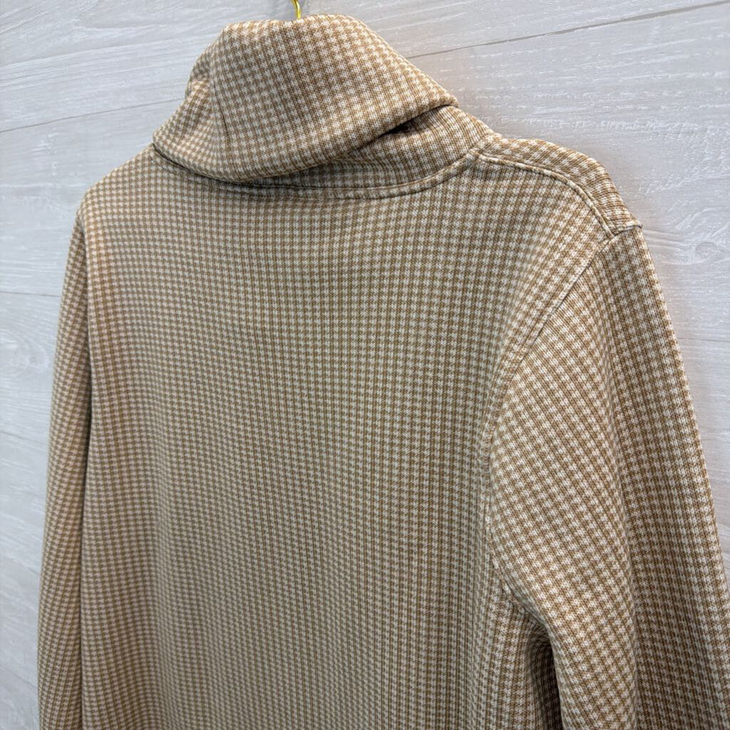 J Crew Brown/ White Houndstooth Turtleneck Sweater XXL